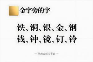 金字旁的字有哪些